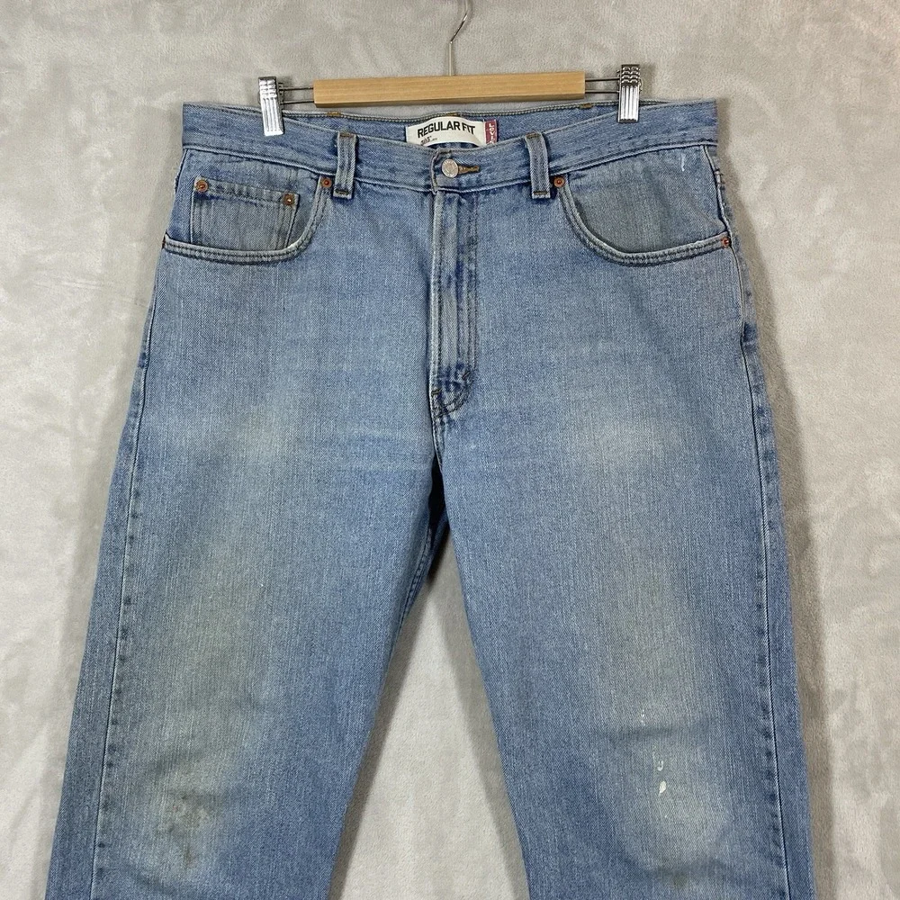 Y2K Levis 505 Jeans Mens 38x34 (fit 38x32) Distressed Light Wash Grunge Vtg 2005